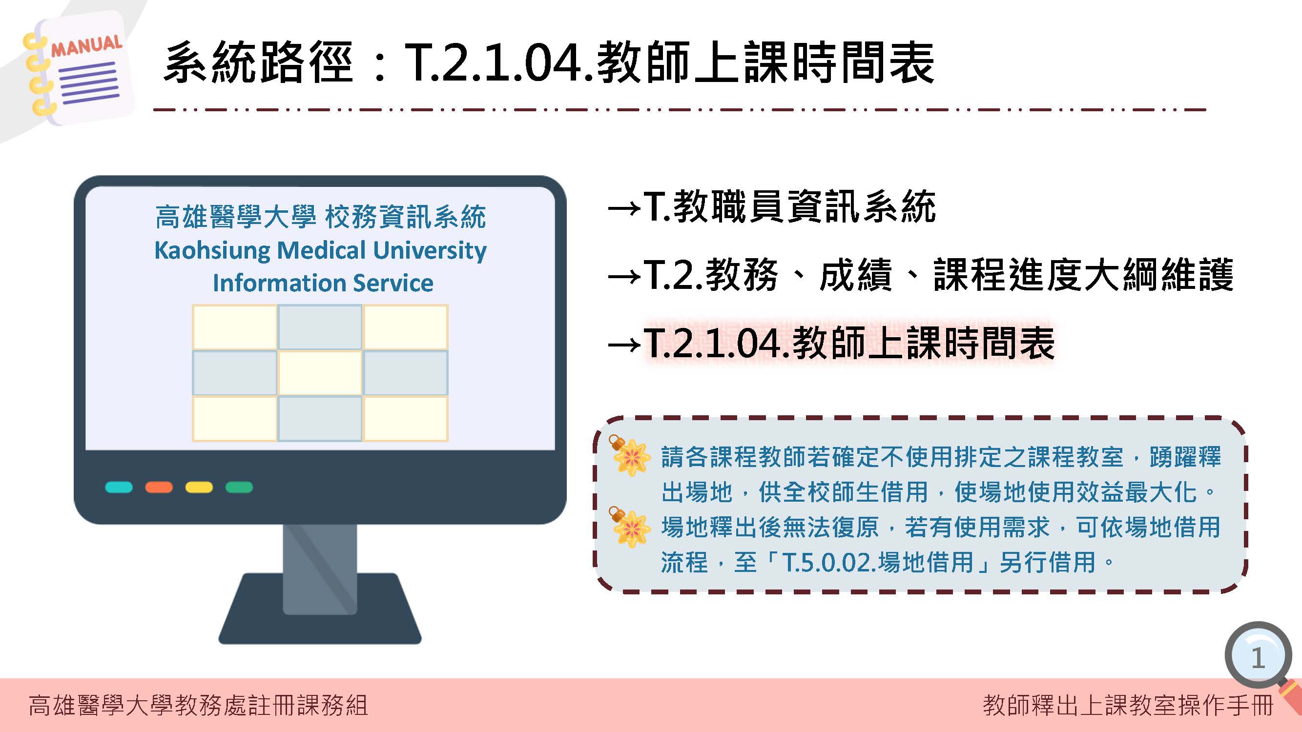 教師釋出上課教室操作手冊 頁面 2